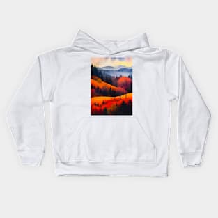 Colorful Autumn Landscape Watercolor 15 Kids Hoodie